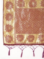 Janasya Wine Chanderi Silk Woven Paisley Chanderi Silk Saree - Distacart