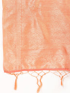 Janasya Peach Chanderi Silk Floral Woven Design Saree - Distacart