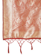 Janasya Maroon Organza Floral Saree - Distacart