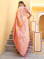 Janasya Light Pink Chanderi Silk Ethnic Motifs Woven Design Saree