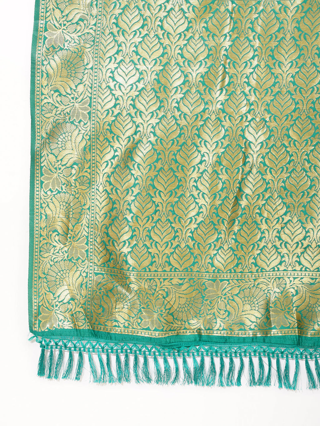 Janasya Rama Green Banarasi Silk Ethnic Motifs Woven Design Saree - Distacart