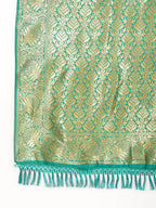 Janasya Rama Green Banarasi Silk Ethnic Motifs Woven Design Saree - Distacart