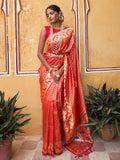Janasya Red Paithani Silk Woven Ethnic Motifs Paithani Silk Saree - Distacart