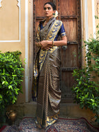 Janasya Navy Blue Paithani Silk Woven Ethnic Motifs Paithani Silk Saree - Distacart