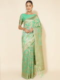 Janasya Green Chanderi Silk Floral Woven Design Saree