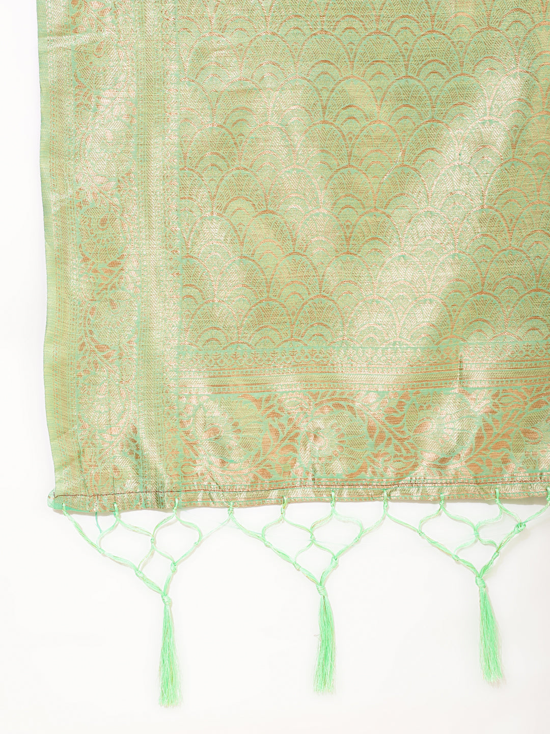 Janasya Green Chanderi Silk Floral Woven Design Saree