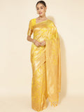 Janasya Yellow Chanderi Silk Floral Woven Design Saree