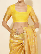 Janasya Yellow Chanderi Silk Floral Woven Design Saree