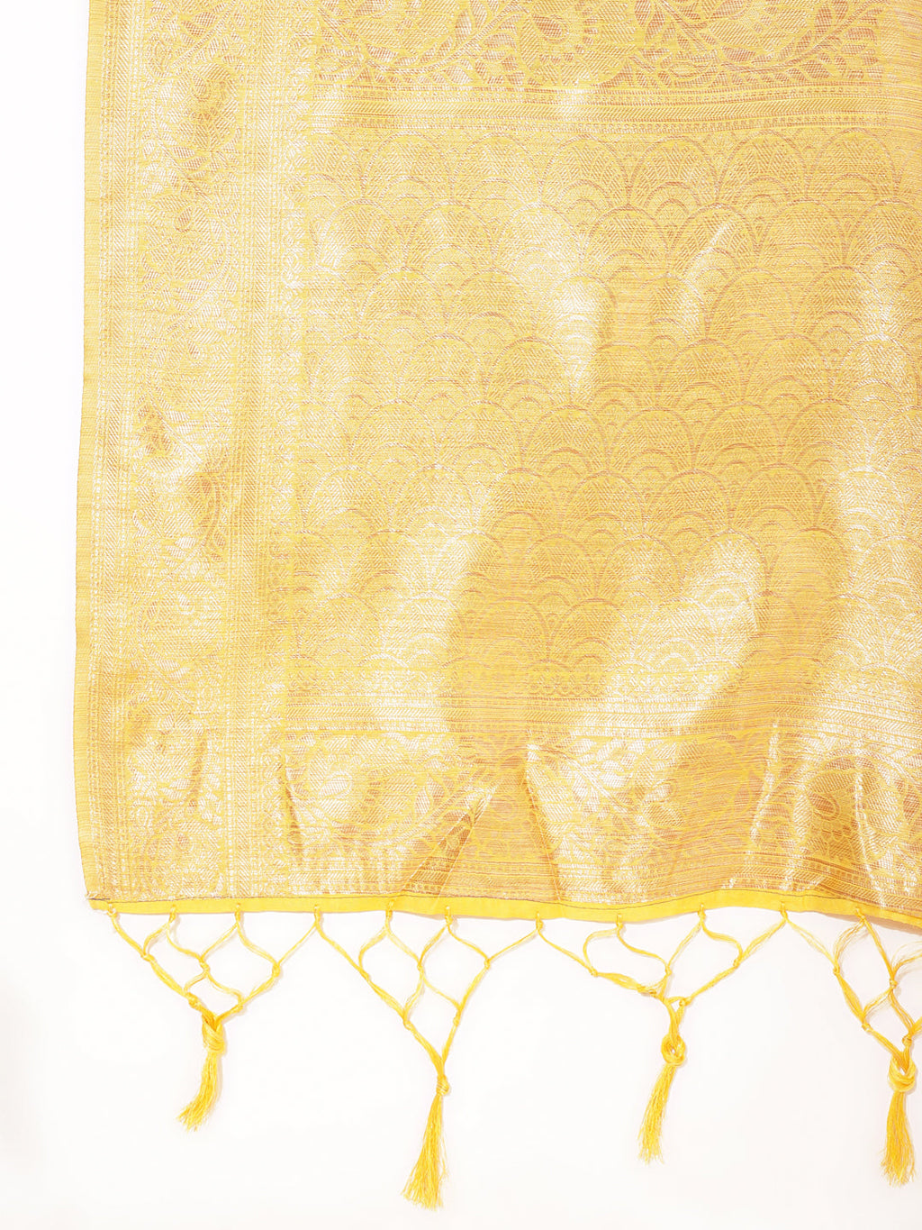 Janasya Yellow Chanderi Silk Floral Woven Design Saree