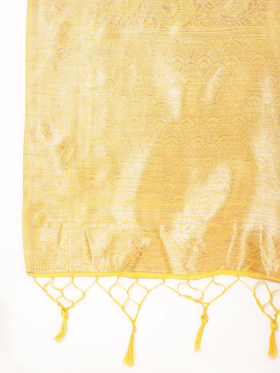 Janasya Yellow Chanderi Silk Floral Woven Design Saree
