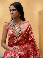 Janasya Red Organza Woven Ethnic Motifs Kanjeevaram Saree - Distacart