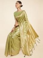 Janasya Light Green Chanderi Silk Floral Woven Design Saree - Distacart