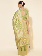 Janasya Light Green Chanderi Silk Floral Woven Design Saree - Distacart