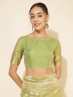Janasya Light Green Chanderi Silk Floral Woven Design Saree - Distacart