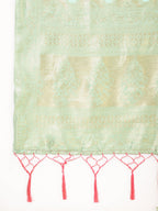 Janasya Sea Green Chanderi Silk Ethnic Motifs Woven Design Saree - Distacart