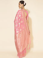 Janasya Pink Chanderi Silk Floral Woven Design Saree