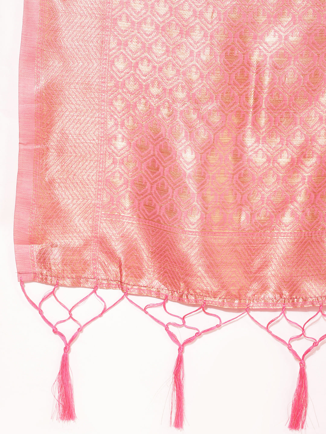 Janasya Pink Chanderi Silk Floral Woven Design Saree