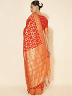 Janasya Red Chanderi Silk Woven Geometric Chanderi Silk Saree - Distacart