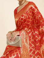 Janasya Red Chanderi Silk Woven Geometric Chanderi Silk Saree - Distacart