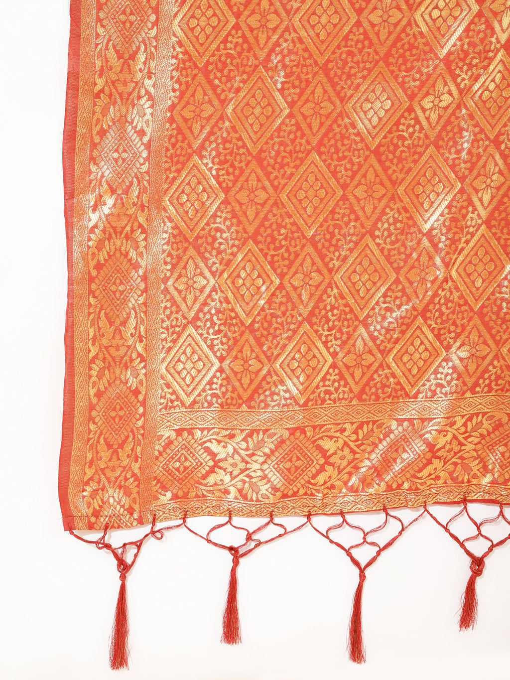 Janasya Red Chanderi Silk Woven Geometric Chanderi Silk Saree - Distacart