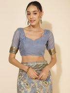 Janasya Grey Chanderi Silk Floral Woven Design Saree - Distacart