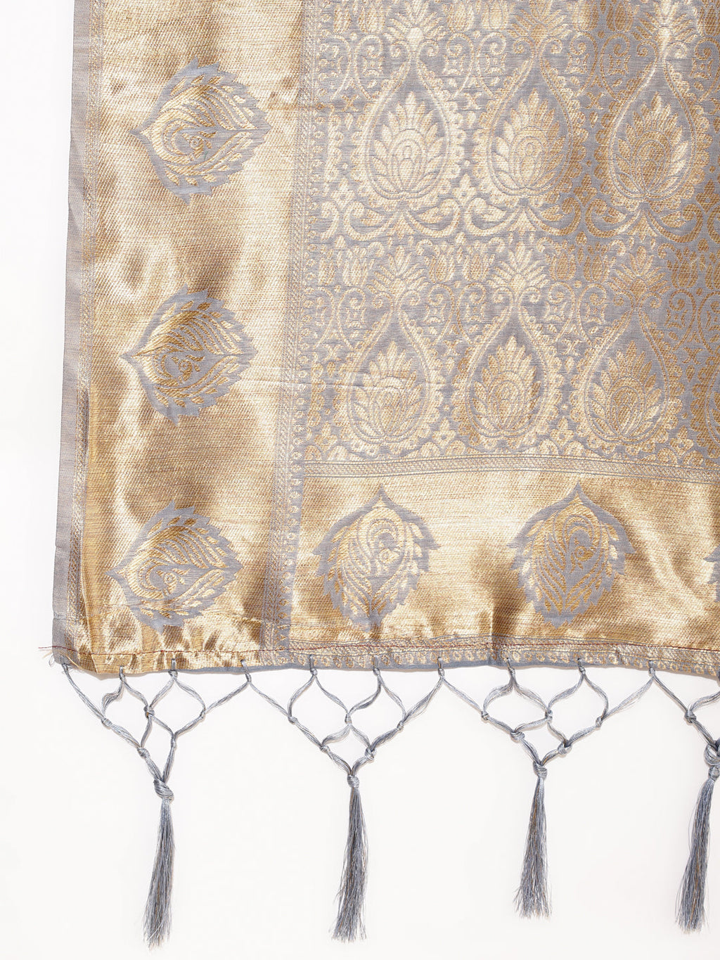 Janasya Grey Chanderi Silk Woven Ethnic Motifs Chanderi Silk Saree - Distacart