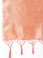 Janasya Peach Chanderi Silk Ethnic Motifs Woven Design Saree