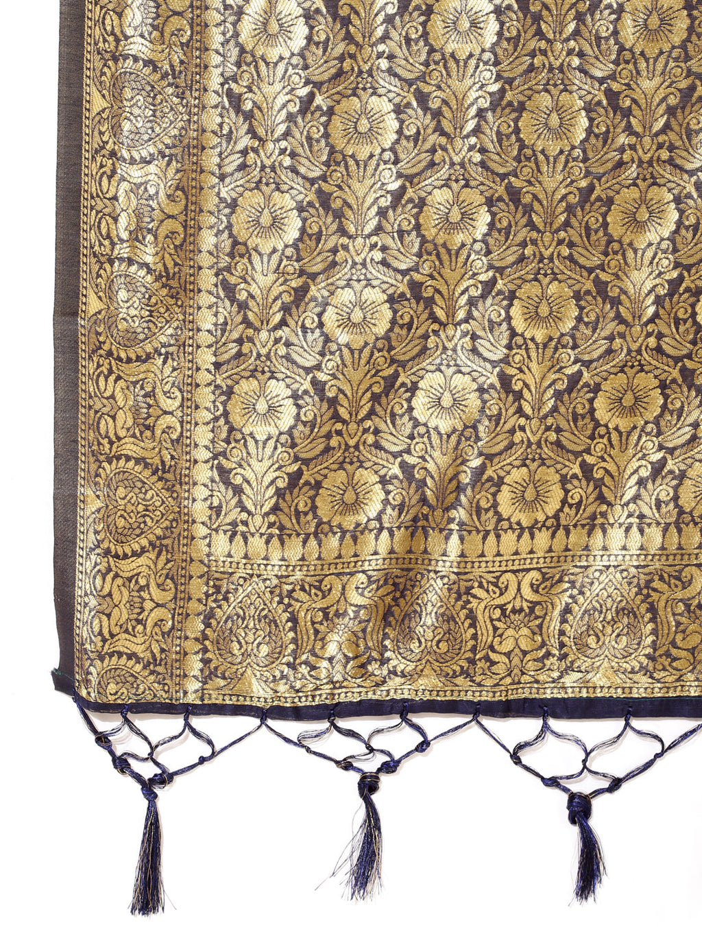 Janasya Navy Blue Chanderi Silk Woven Geometric Chanderi Silk Saree - Distacart