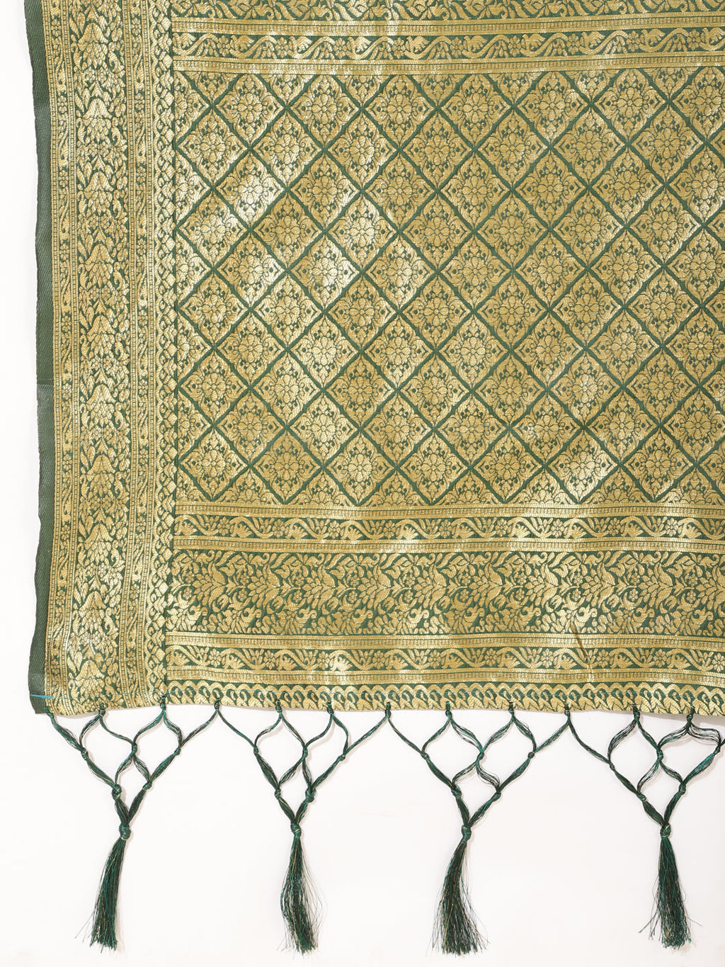 Janasya Green Banarasi Silk Ethnic Motifs Woven Design Saree