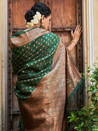Janasya Green Banarasi Silk Ethnic Motifs Woven Design Saree - Distacart