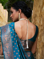 Janasya Green Banarasi Silk Ethnic Motifs Woven Design Saree - Distacart