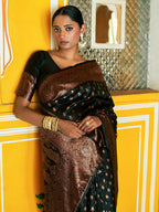 Janasya Black Banarasi Silk Ethnic Motifs Woven Design Saree - Distacart