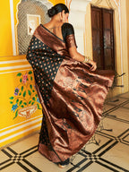Janasya Black Banarasi Silk Ethnic Motifs Woven Design Saree - Distacart