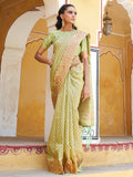 Janasya Pista Green Silk Blend Woven Polka Woven Design Saree