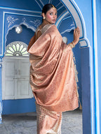 Janasya Beige Chanderi Silk Paisley Woven Design Saree - Distacart