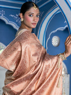 Janasya Beige Chanderi Silk Paisley Woven Design Saree - Distacart