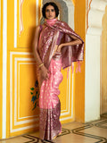 Janasya Pink Banarasi Silk Woven Ethnic Motifs Woven Design Saree