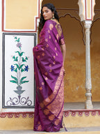 Janasya Wine Kanjeevaram Silk Woven Ethnic Motifs Kanjeevaram Silk Saree - Distacart
