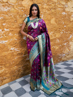Janasya Wine Cotton Silk Woven Ethnic Motifs Patola Saree - Distacart