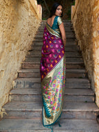 Janasya Wine Cotton Silk Woven Ethnic Motifs Patola Saree - Distacart