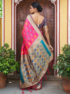 Janasya Pink Cotton Silk Woven Ethnic Motifs Patola Saree - Distacart