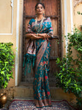 Janasya Teal Green Banarasi Silk Woven Dual Tone Floral Design Banarasi Silk Saree - Distacart
