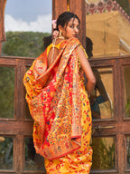 Janasya Yellow Chanderi Silk Pashmina Woven Design Saree - Distacart