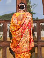 Janasya Yellow Chanderi Silk Pashmina Woven Design Saree - Distacart