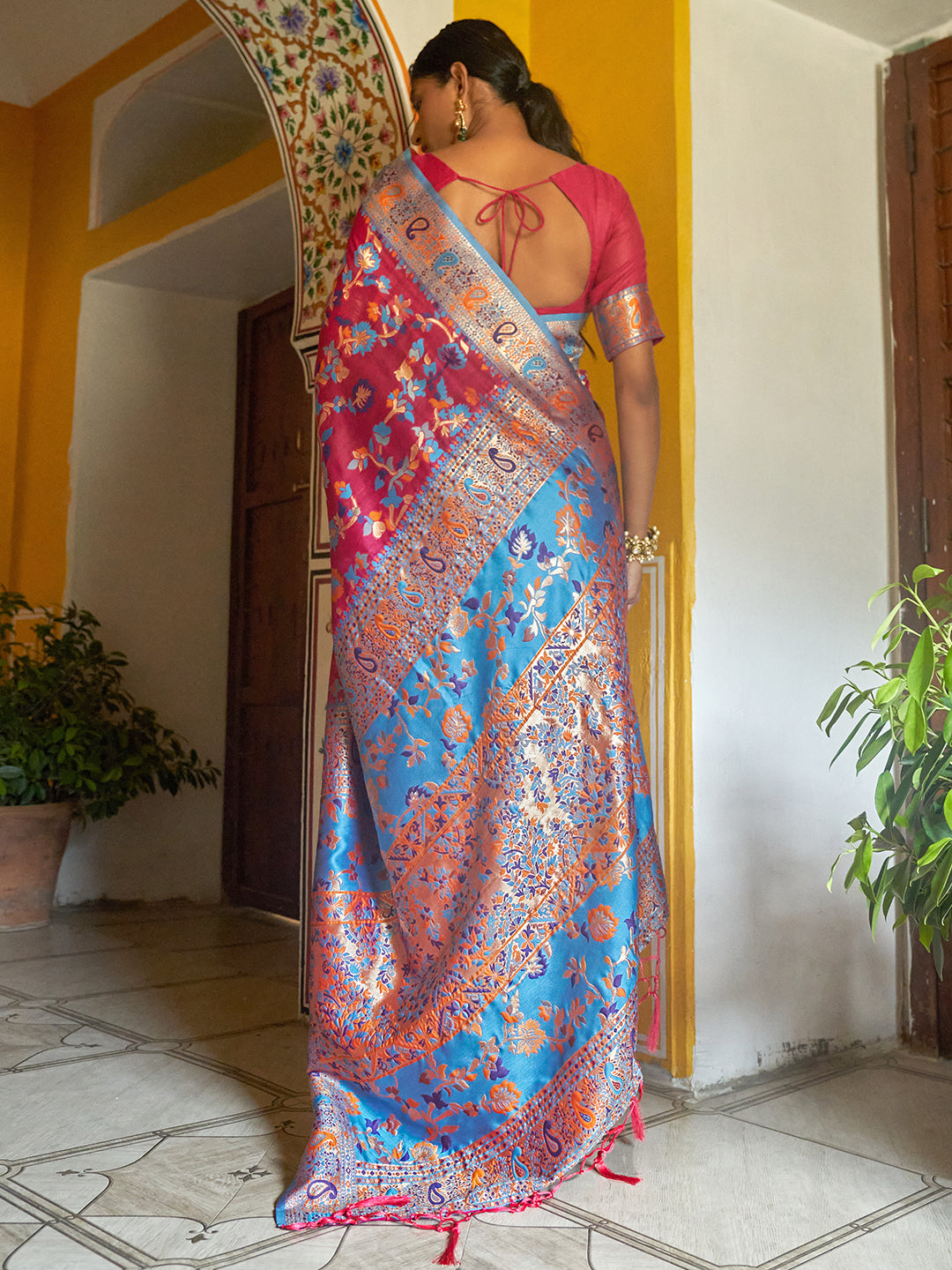 Janasya Pink Chanderi Silk Pashmina Woven Design Saree - Distacart