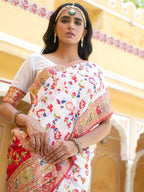 Janasya White Chanderi Silk Pashmina Woven Design Saree - Distacart