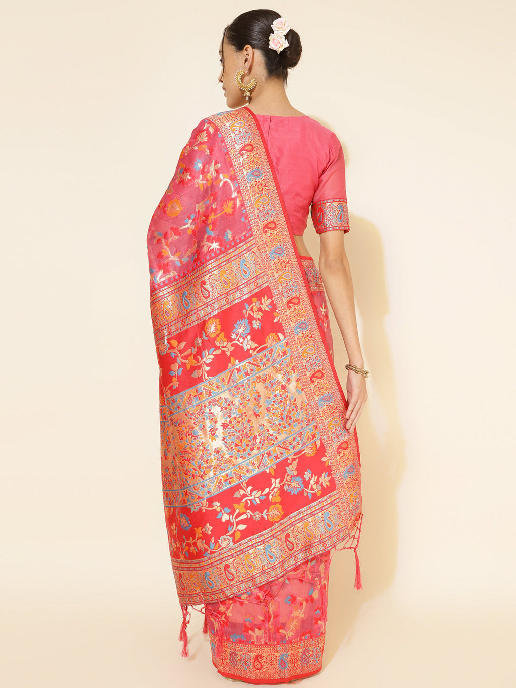Janasya Pink Chanderi Silk Pashmina Woven Design Saree - Distacart