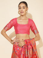 Janasya Pink Chanderi Silk Pashmina Woven Design Saree - Distacart
