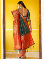 Janasya Green Silk Blend Woven Ethnic Motifs Woven Design Saree - Distacart