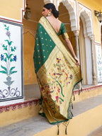Janasya Green Paithani Silk Ethnic Motifs Paithani Silk Saree - Distacart